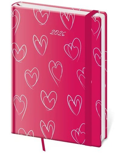 DIÁŘ 2026 DENNÍ A5 VARIO HEARTS S GUMIČKOU