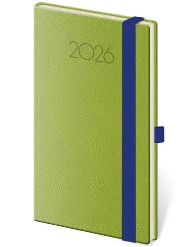 DIÁŘ 2026 KAPESNÍ NEW PRAGA ZELENÝ S GUMIČKOU
