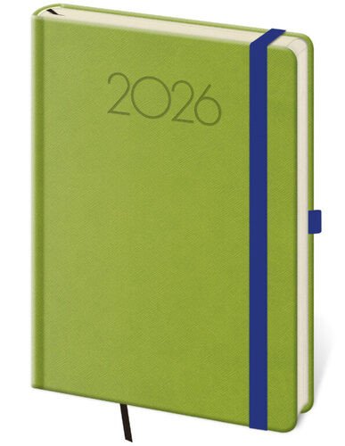 DIÁŘ 2026 TÝDENNÍ A5 NEW PRAGA ZELENÝ S GUMIČKOU