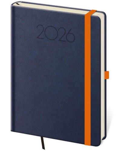 DIÁŘ 2026 TÝDENNÍ A5 NEW PRAGA MODRÝ S GUMIČKOU