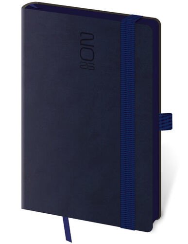 DIÁŘ 2026 KAPESNÍ MEMORY TMAVĚ MODRÝ S GUMIČK