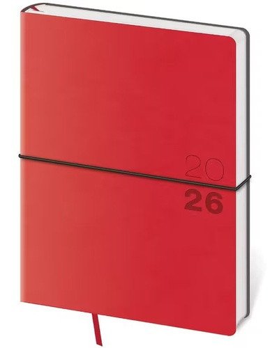 DIÁŘ 2026 TÝDENNÍ B6 FLEXIO ČERVENÝ S GUMIČKOU