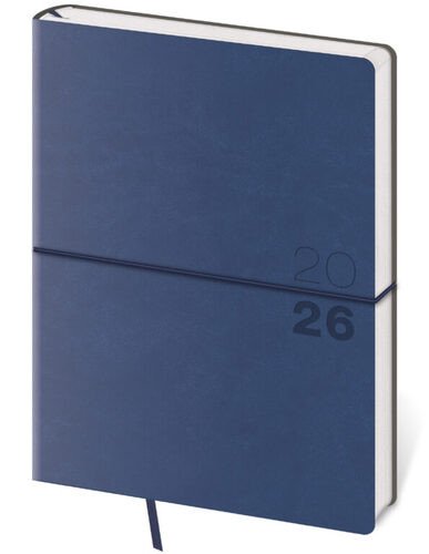 DIÁŘ 2026 TÝDENNÍ B6 FLEXIO TMAVĚ MODRÝ S GUMIČKOU