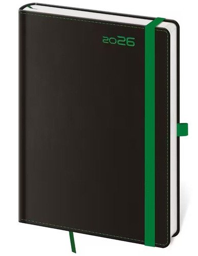 DIÁŘ 2026 TÝDENNÍ B6 BLACK GREEN S POUTKEM