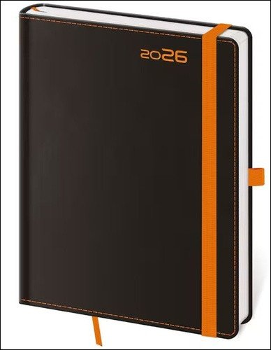 DIÁŘ 2026 TÝDENNÍ A5 BLACK ORANGE S POUTKEM