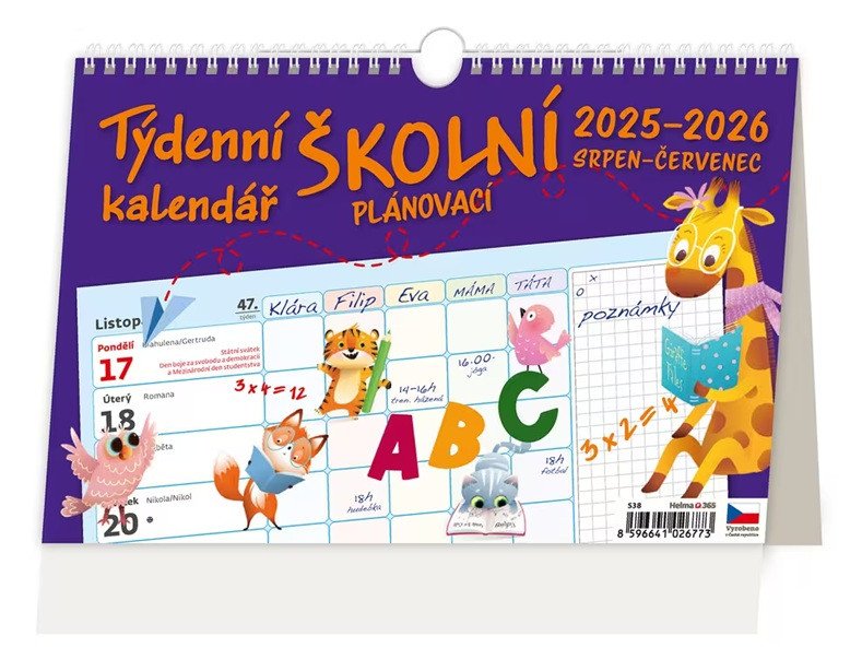STOLNÍ KALENDÁŘ 2025/2026 TÝDENNÍ ŠKOLNÍ PLÁNOVACÍ