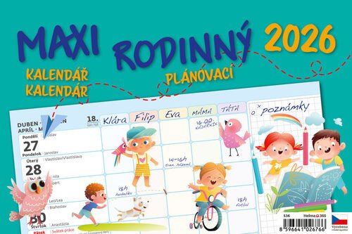 2026 MAXI RODINNÝ PLÁNOVACÍ STOLNÍ