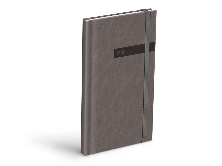 DIÁŘ 2026 TÝDENNÍ T806 PU S GUMKOU GRAY 90X170MM