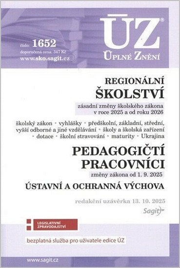 ÚZ 1652 REGIONÁLNÍ ŠKOLSTVÍ. PEDAGOGIČTÍ PRACOVNÍCI