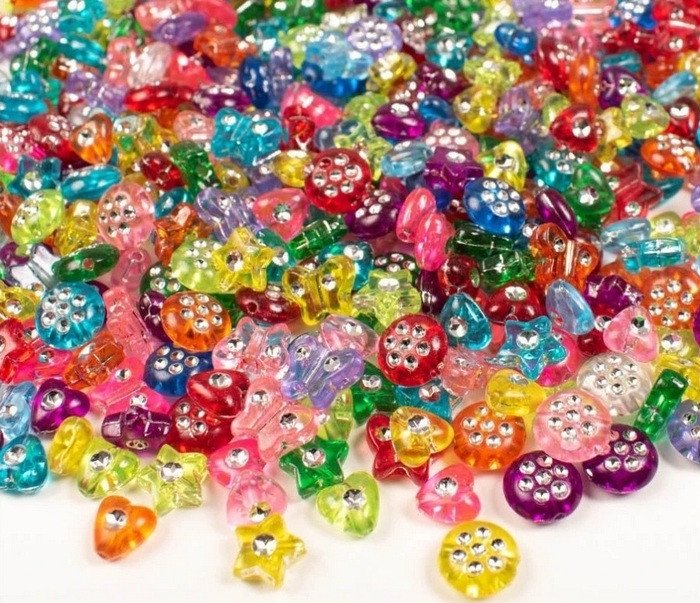 PERLOVÁ SMĚS SE STŘÍBRNÝMI TEČKAMI [750KS]