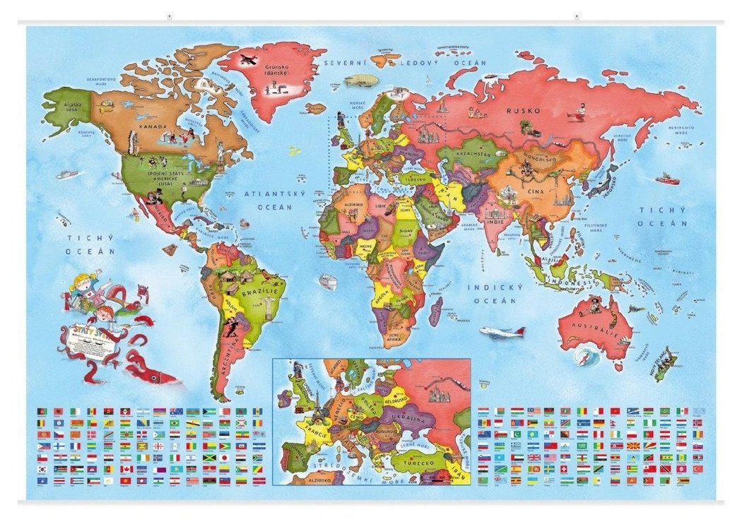 Obálka knihy SVĚT - NÁSTĚNNÁ ILUSTROVANÁ MAPA STÁTY od autora pouze osobní odběr