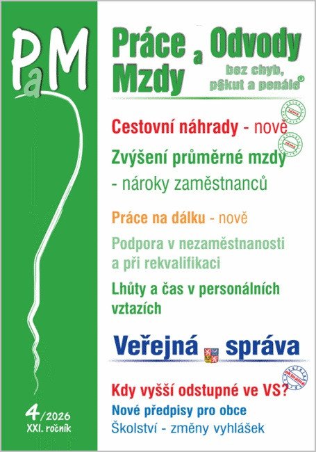 PAM 04/2026 CESTOVNÍ NÁHRADY. ZVÝŠENÍ PRŮMĚRNÉ MZDY. PRÁCE N