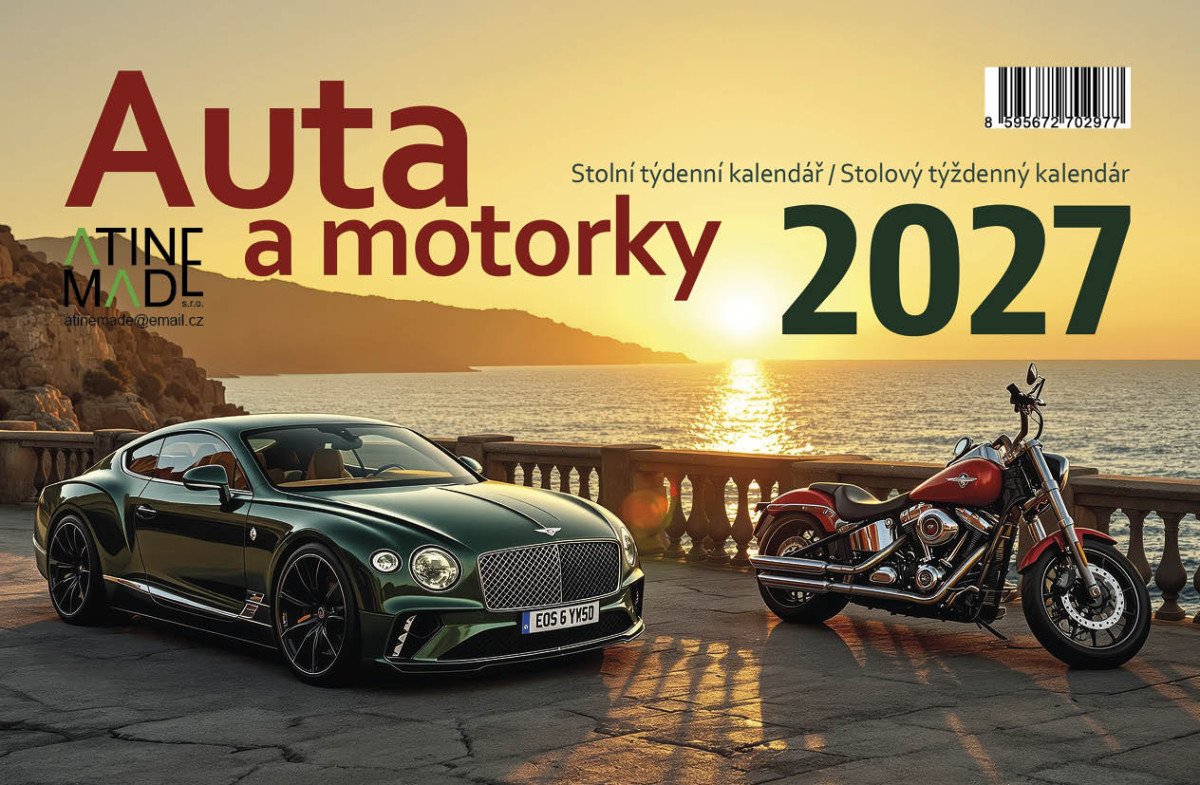 KALENDÁŘ 2027 AUTA A MOTORKY, STOLNÍ, TÝ