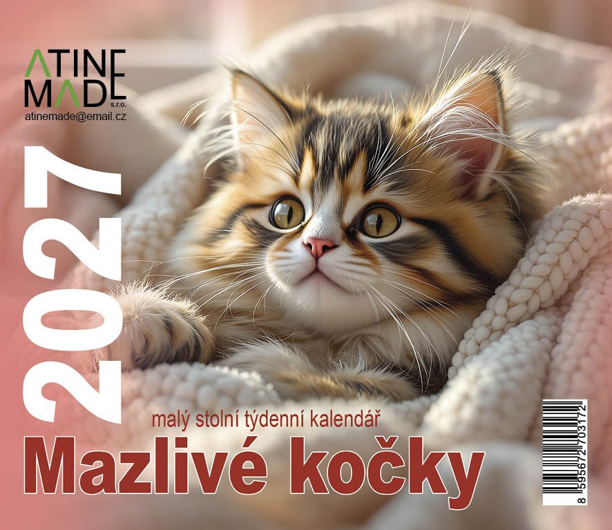KALENDÁŘ 2027 MAZLIVÉ KOČKY, MALÝ STOLNÍ