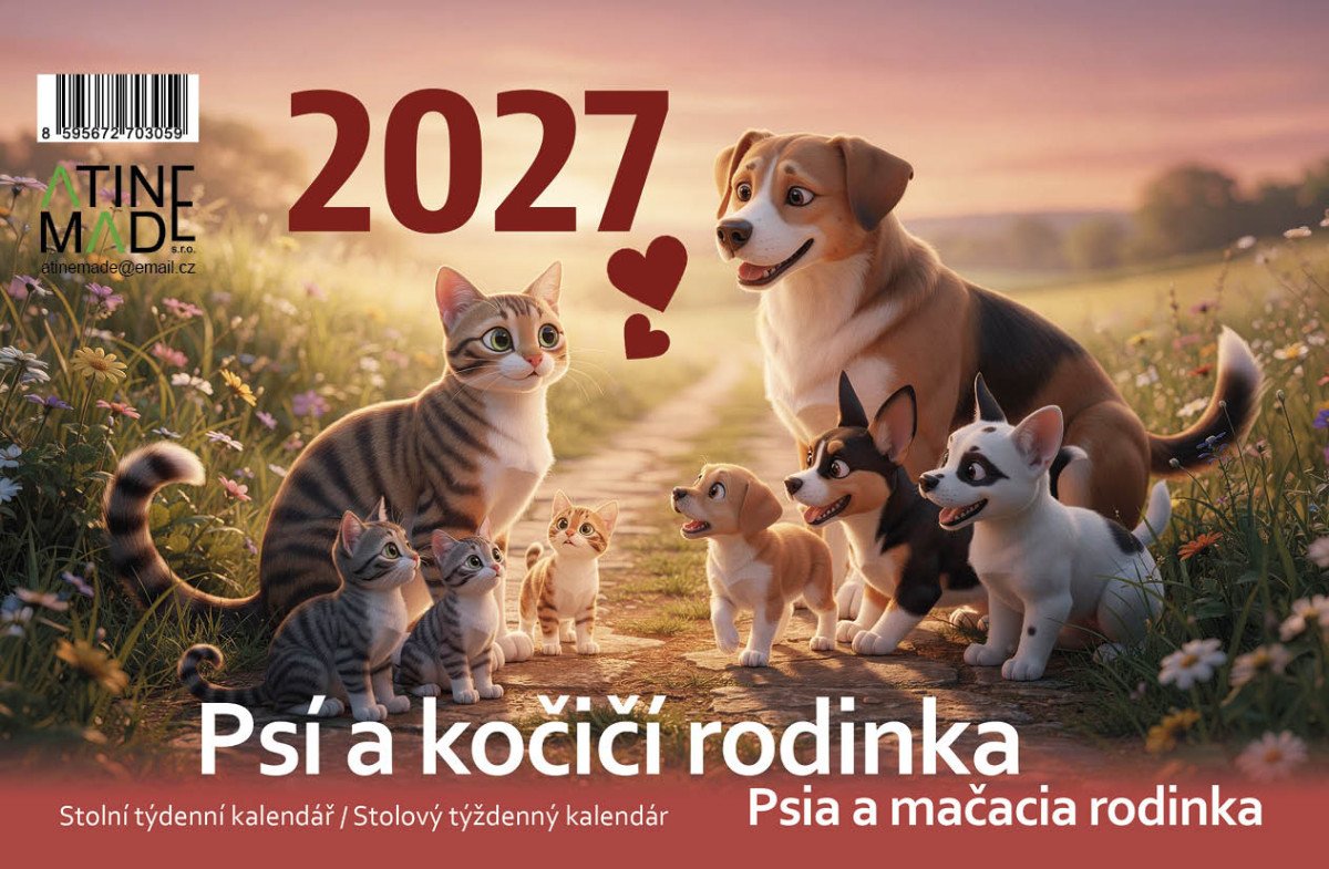 KALENDÁŘ 2027 PSÍ A KOČIČÍ RODINKA, STOL