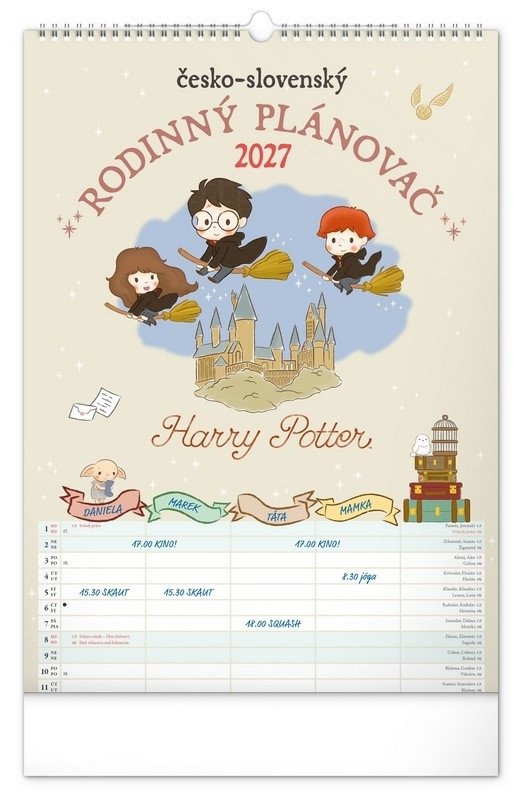 2027 RODINNÝ PLÁNOVAČ HARRY POTTER NÁSTĚNNÝ