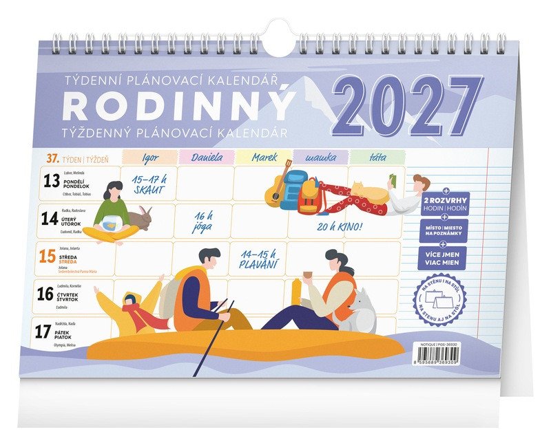 Obálka knihy KALENDÁŘ 2027 RODINNÝ, PLÁNOVACÍ, STOLNÍ S HÁČKEM od autora <br>