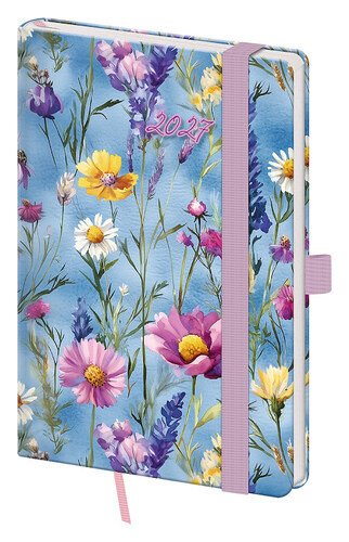 2027 DIÁŘ VARIO WILDFLOWERS KAPESNÍ S GUMIČKOU A POUTKEM