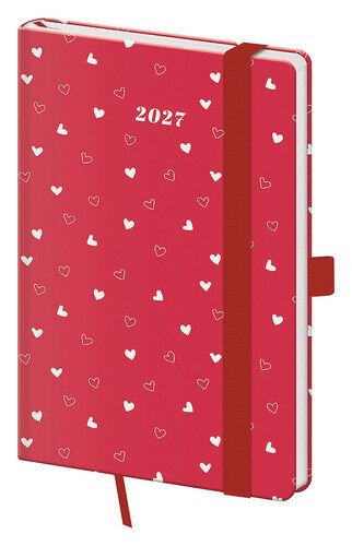 2027 DIÁŘ VARIO HEARTS KAPESNÍ S GUMIČKOU A POUTKEM