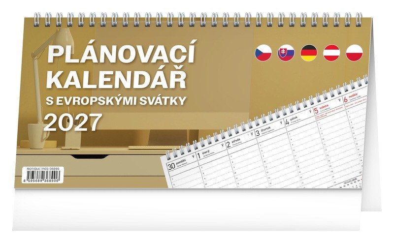 STOLNÍ KALENDÁŘ 2027 PLÁNOVACÍ S EVROPSKÝMI SVÁTKY