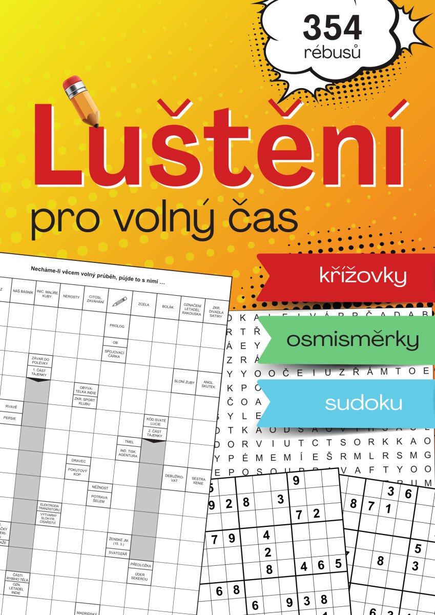LUŠTĚNÍ PRO VOLNÝ ČAS KŘÍŽOVKY, OSMISMĚRKY, SUDOKU