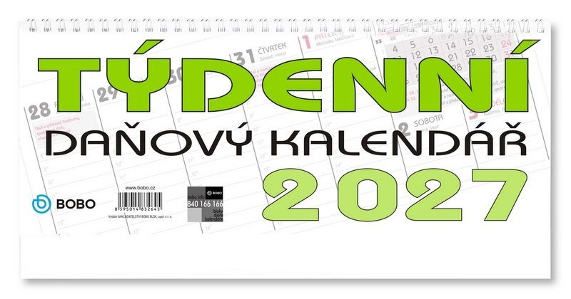 STOLNÍ KALENDÁŘ 2027 DAŇOVÝ TÝDENNÍ