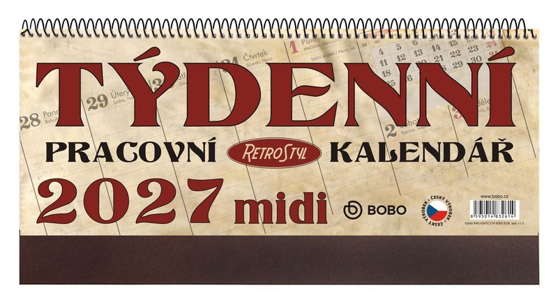 STOLNÍ KALENDÁŘ 2027 PRACOVNÍ RETRO MIDI